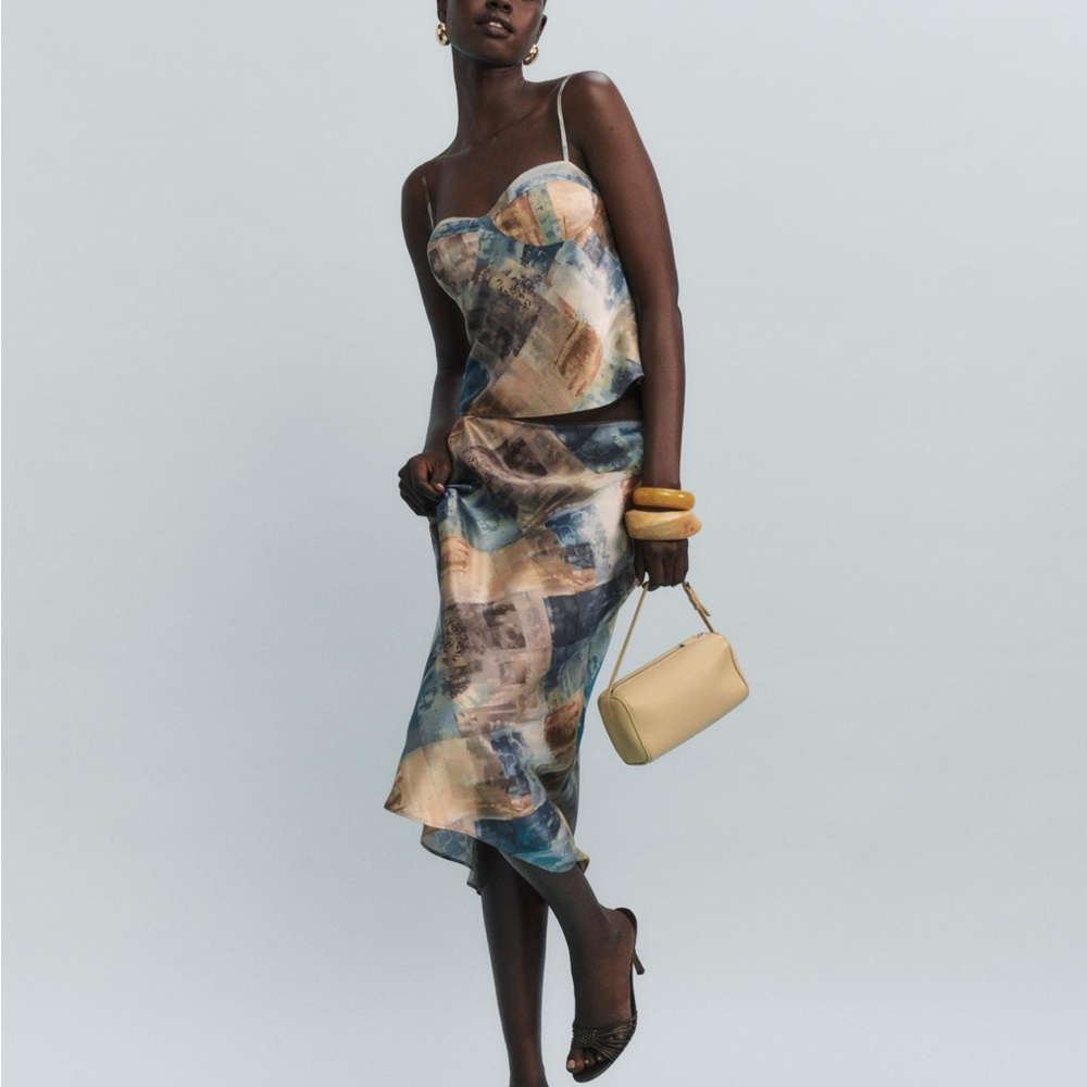 Reformation Sia Silk Two Piece Skirt Set